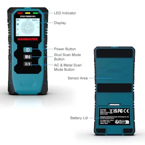 HANMATEK SF4 Stud Finder Wall Scanner | 5-in-1 Multifunction Detector with HD LCD Display thumbnail 3