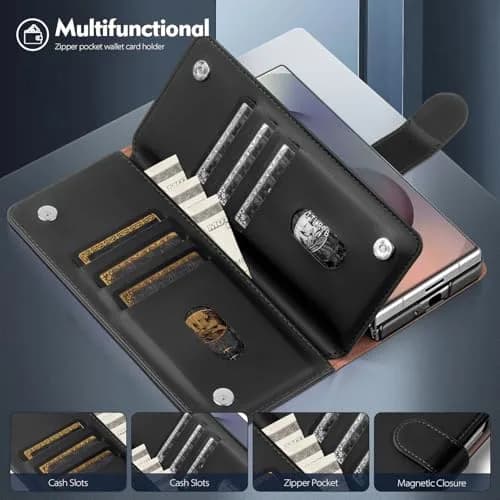 Shieldtop Black Wallet Case for Samsung Galaxy Z Fold 7 with Card Holder & RFID Blocking | 17.0cm (6.7in) Flip Folio thumbnail 3