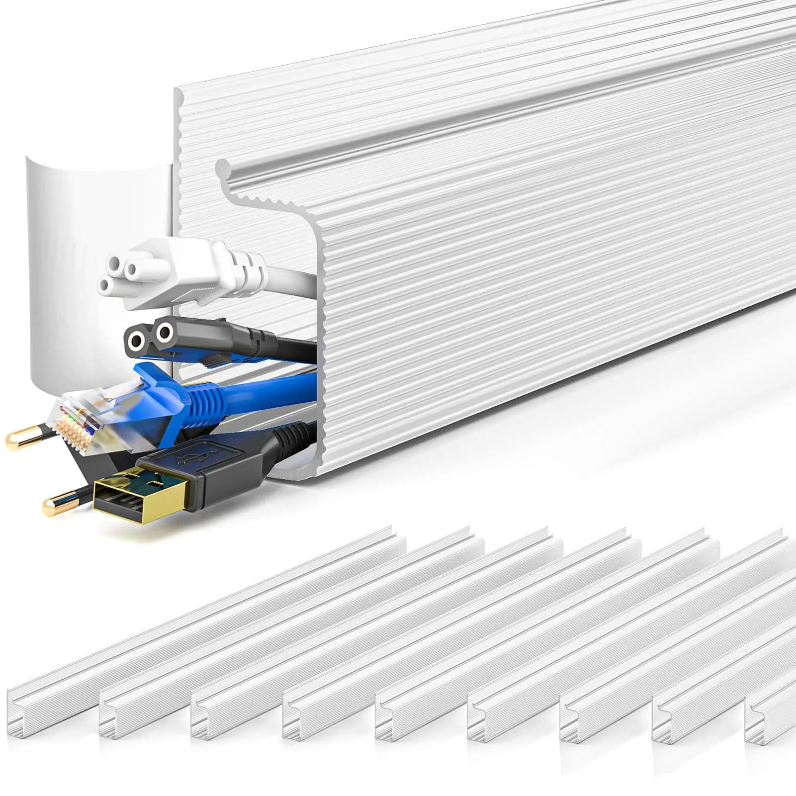 YECAYE White Cable Management Kit | 157in (3.99m) Total Length - main product image