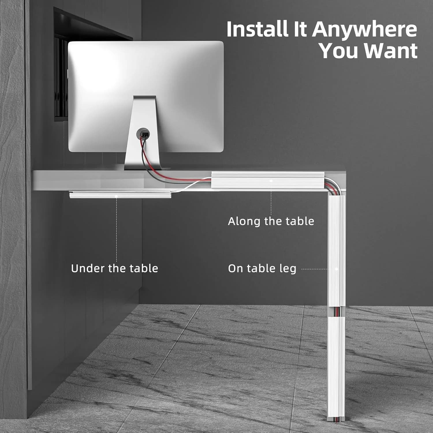 YECAYE White Cable Management Kit | 157in (3.99m) Total Length - view 3