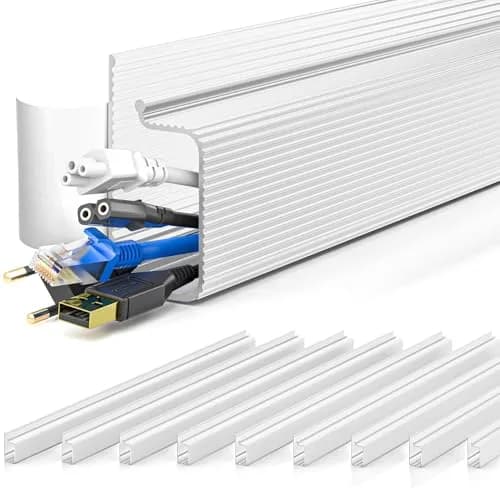 YECAYE White Cable Management Under Desk Kit | 2.4m (94.2 in) Total Length — White / 157in