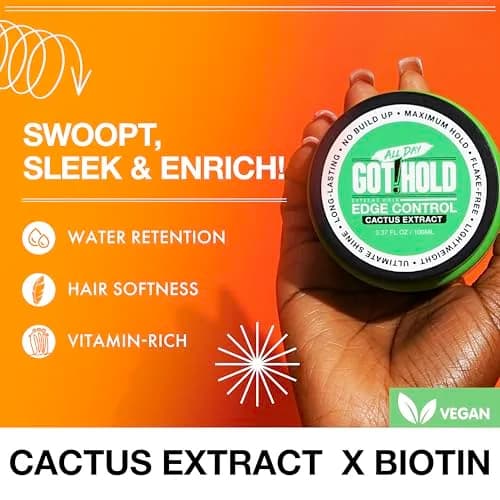 ALL DAY GOT HOLD Extreme Hold Cactus Extract Edge Control, 100ml | Lasting Style & Shine for Natural & Textured Hair thumbnail 3