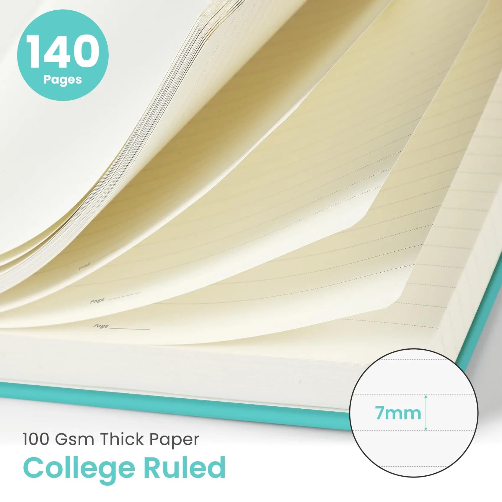 Taja Lined Spiral Journal Notebook for Women & Men, 140 Pages, College Ruled Hardcover Notebook for Work & Note Taking, Journals for Writing, A5 (5.7" x 7.9") – Aquamarine - view 2