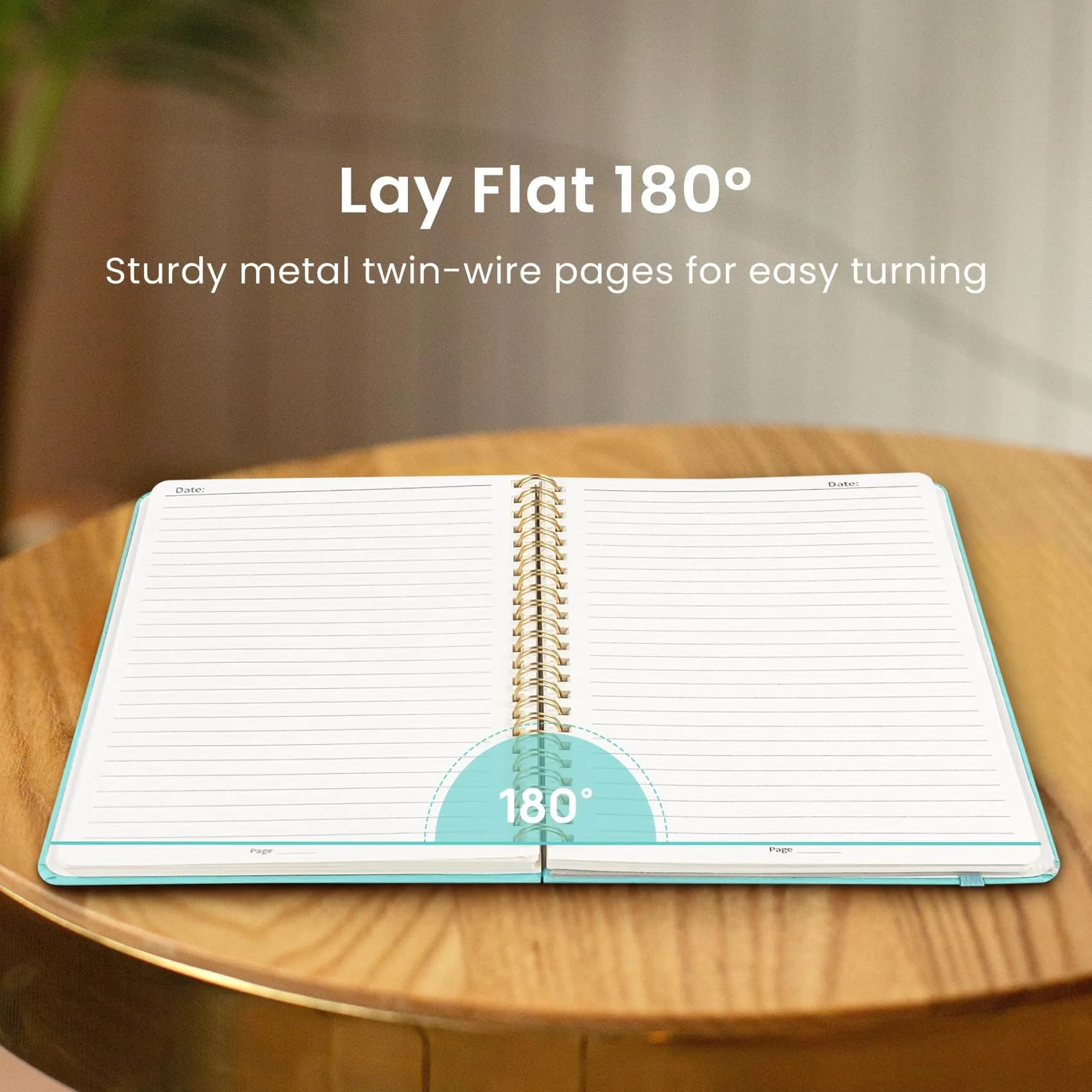 Taja Lined Spiral Journal Notebook for Women & Men, 140 Pages, College Ruled Hardcover Notebook for Work & Note Taking, Journals for Writing, A5 (5.7" x 7.9") – Aquamarine - view 4