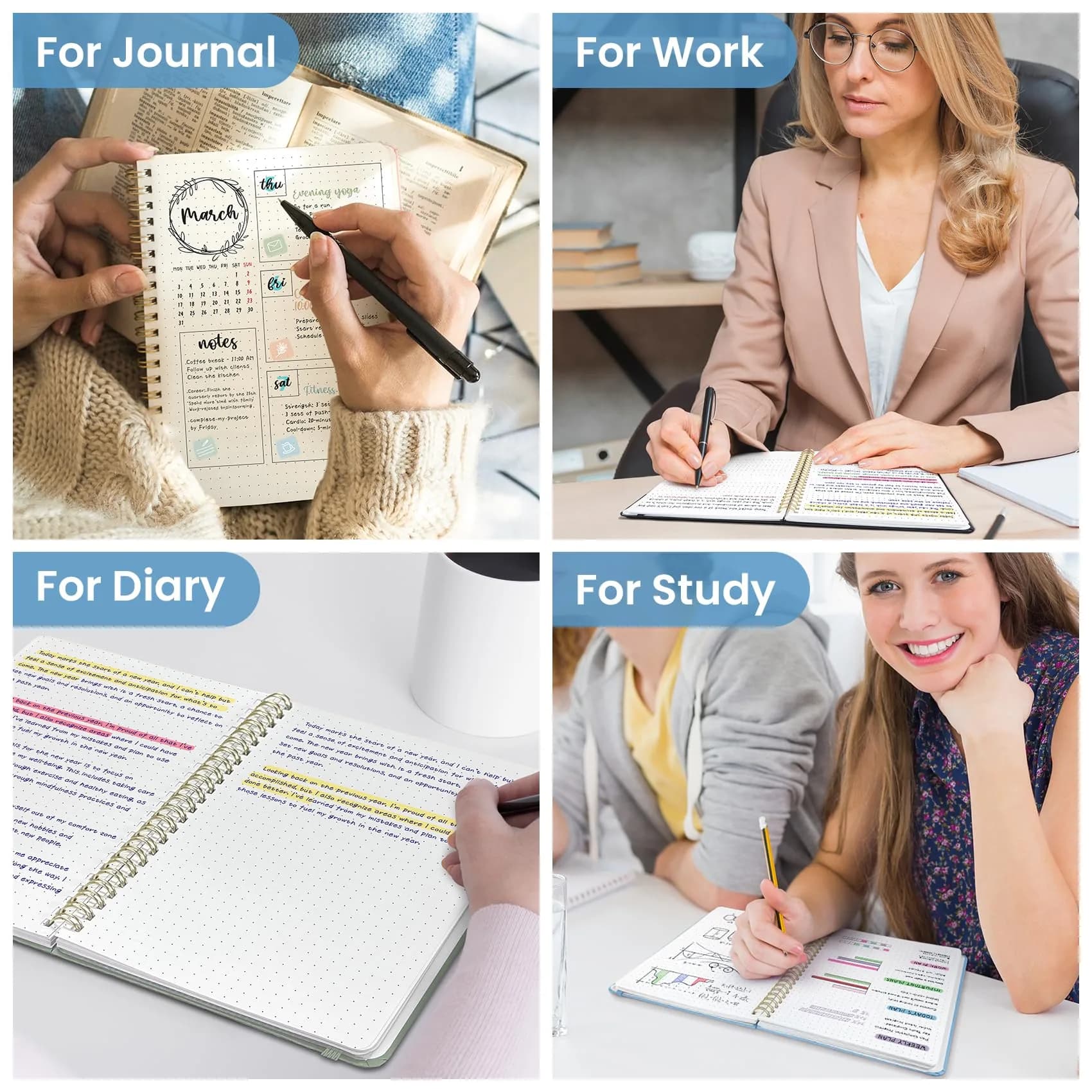 Taja Dotted Spiral Journal Notebook A5 (5.7" x 7.9") | Acid-Free Paper for Journaling & Note Taking - view 7