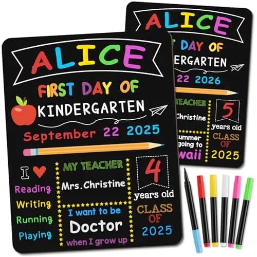 V-Opitos First & Last Day of School Board 10.3 x 13 Inch Double Sided Wooden Chalkboard thumbnail 1