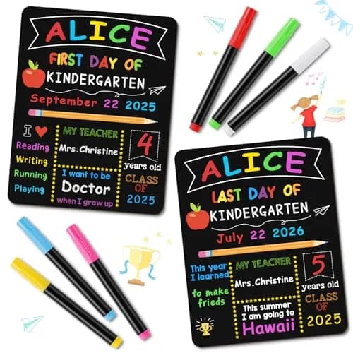 V-Opitos First & Last Day of School Board 10.3 x 13 Inch Double Sided Wooden Chalkboard thumbnail 4