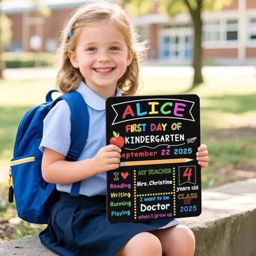V-Opitos First & Last Day of School Board 10.3 x 13 Inch Double Sided Wooden Chalkboard thumbnail 6