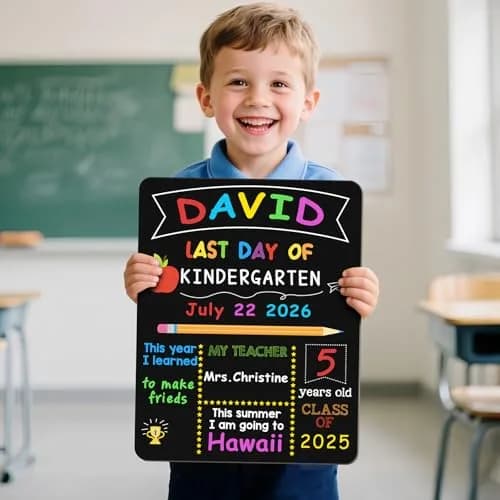 V-Opitos First & Last Day of School Board 10.3 x 13 Inch Double Sided Wooden Chalkboard thumbnail 7