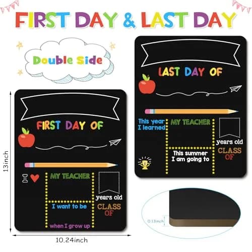 V-Opitos First & Last Day of School Board 10.3 x 13 Inch Double Sided Wooden Chalkboard thumbnail 2