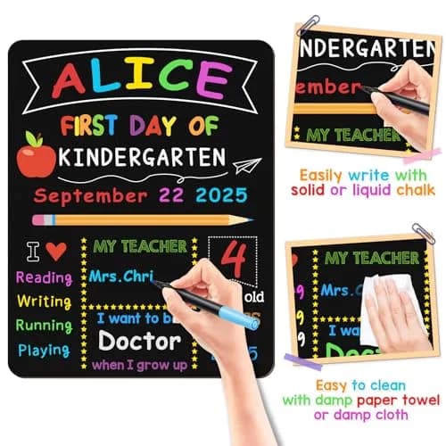 V-Opitos First & Last Day of School Board 10.3 x 13 Inch Double Sided Wooden Chalkboard thumbnail 3