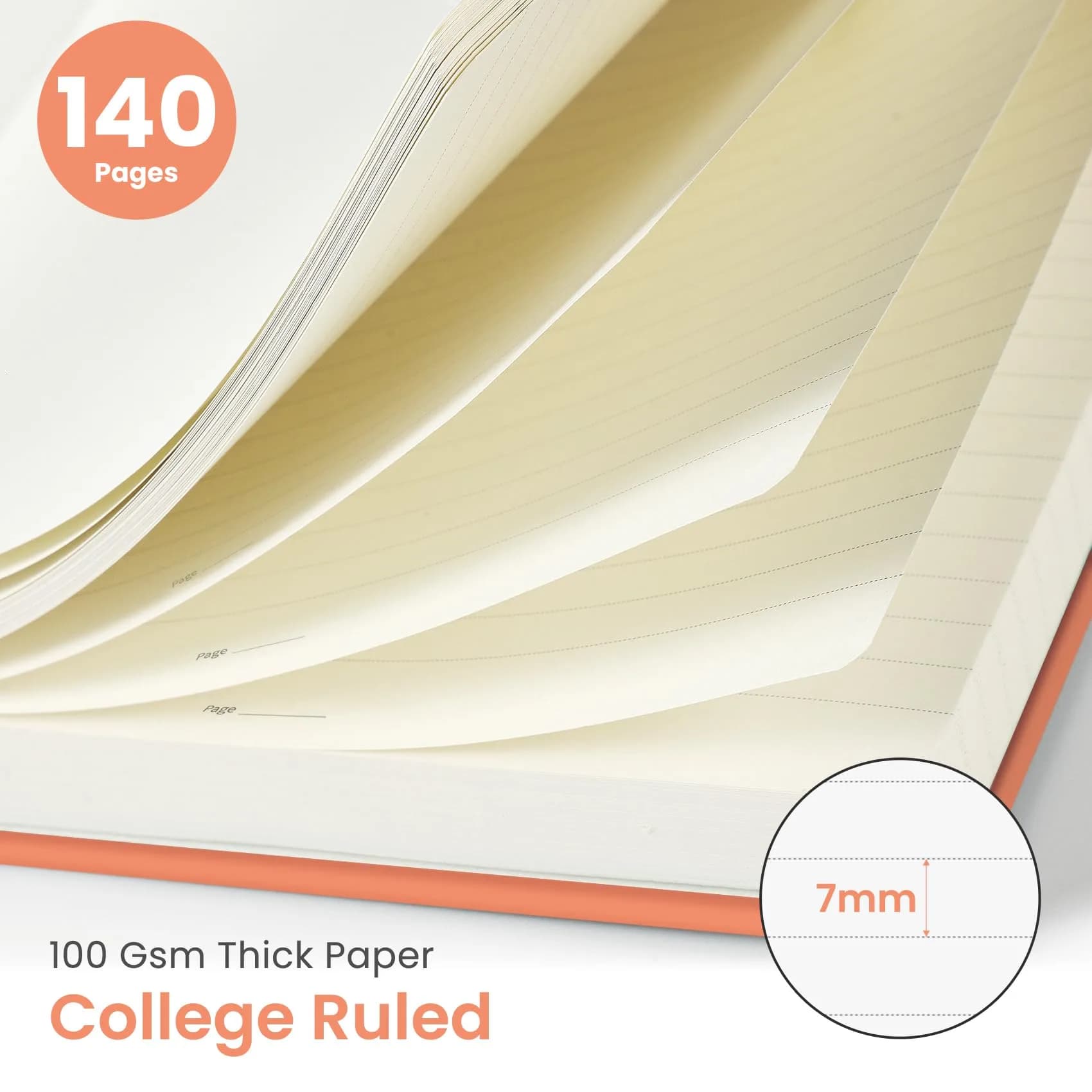 Taja Lined Spiral Journal Notebook A5 (5.7" x 7.9") | Quality Paper for Study & Work - view 2
