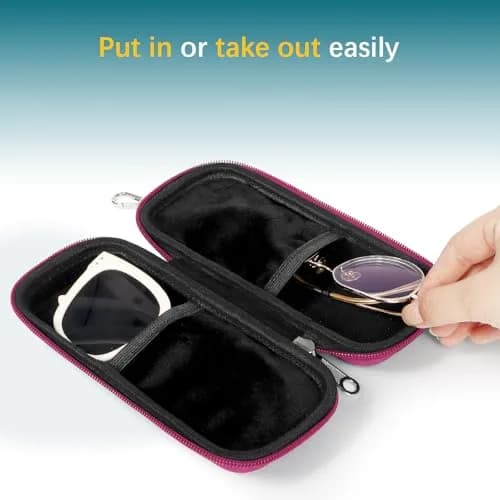 Tangoner Double Eyeglasses Case for Dual Sunglasses | Hard Shell with Zipper, Compact & Protective (70-120 chars) thumbnail 4