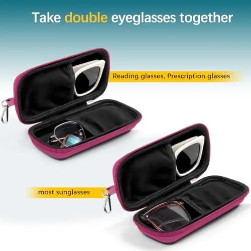 Tangoner Double Eyeglasses Case for Dual Sunglasses | Hard Shell with Zipper, Compact & Protective (70-120 chars) thumbnail 2