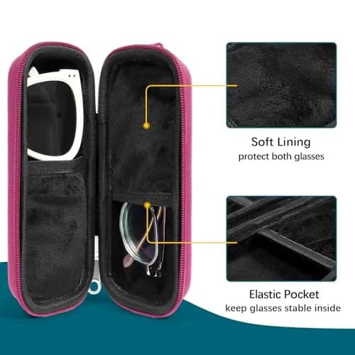 Tangoner Double Eyeglasses Case for Dual Sunglasses | Hard Shell with Zipper, Compact & Protective (70-120 chars) thumbnail 3
