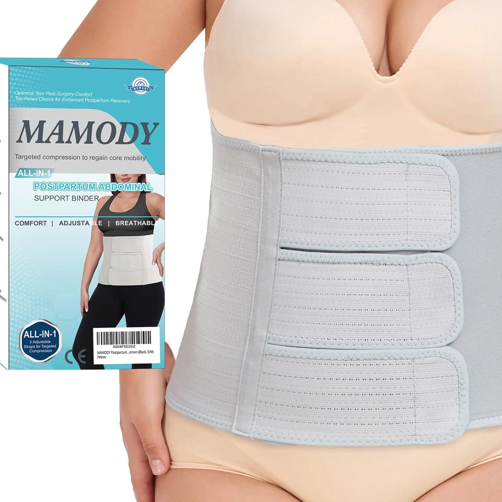 MAMODY Postpartum Recovery Belly Binder for C-Section & Natural Delivery | Adjustable Support for New Mothers