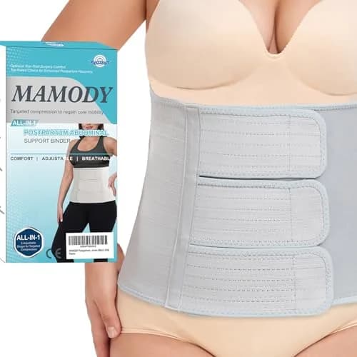 MAMODY Postpartum Belly Band for C-Section & Natural Delivery | Adjustable Support, Breathable Mesh, Latex-Free (Large) thumbnail 1