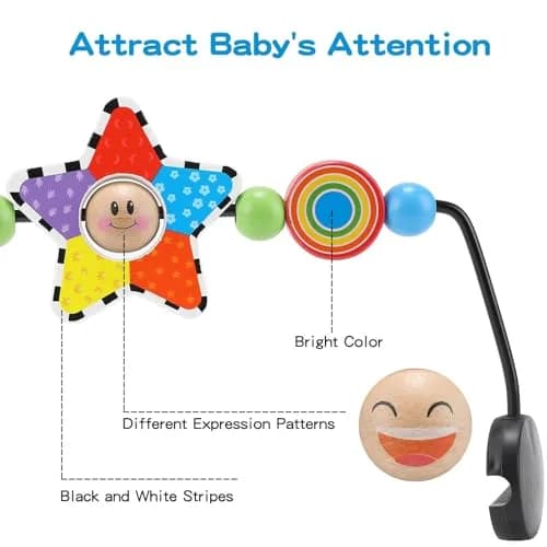 iGRATENS Baby Bouncer Toy Bar with Wooden Pendants for BabyBjorn Bouncer Soft & Bliss, 0-2 Years thumbnail 8