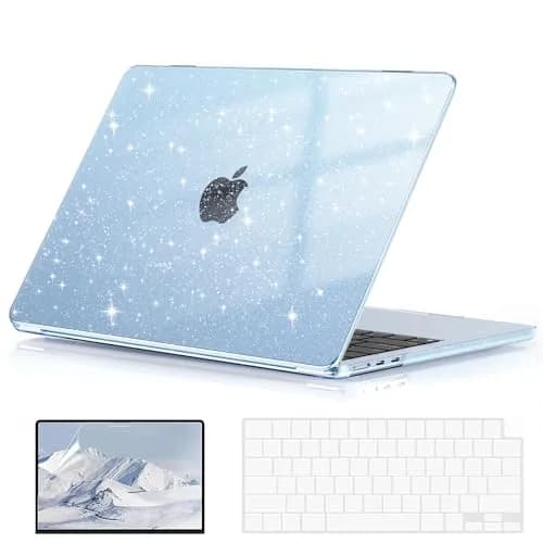 EooCoo Sparkly Case for MacBook Air 13 inch M5/M4/M3/M2 2026-2022 | Sky Blue, Ultra-Thin & Scratch-Resistant thumbnail 1