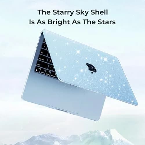 EooCoo Sparkly Case for MacBook Air 13 inch M5/M4/M3/M2 2026-2022 | Sky Blue, Ultra-Thin & Scratch-Resistant thumbnail 4