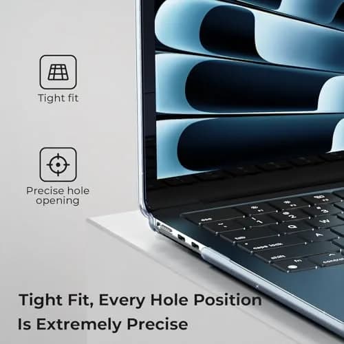 EooCoo Sparkly Case for MacBook Air 13 inch M5/M4/M3/M2 2026-2022 | Sky Blue, Ultra-Thin & Scratch-Resistant thumbnail 3