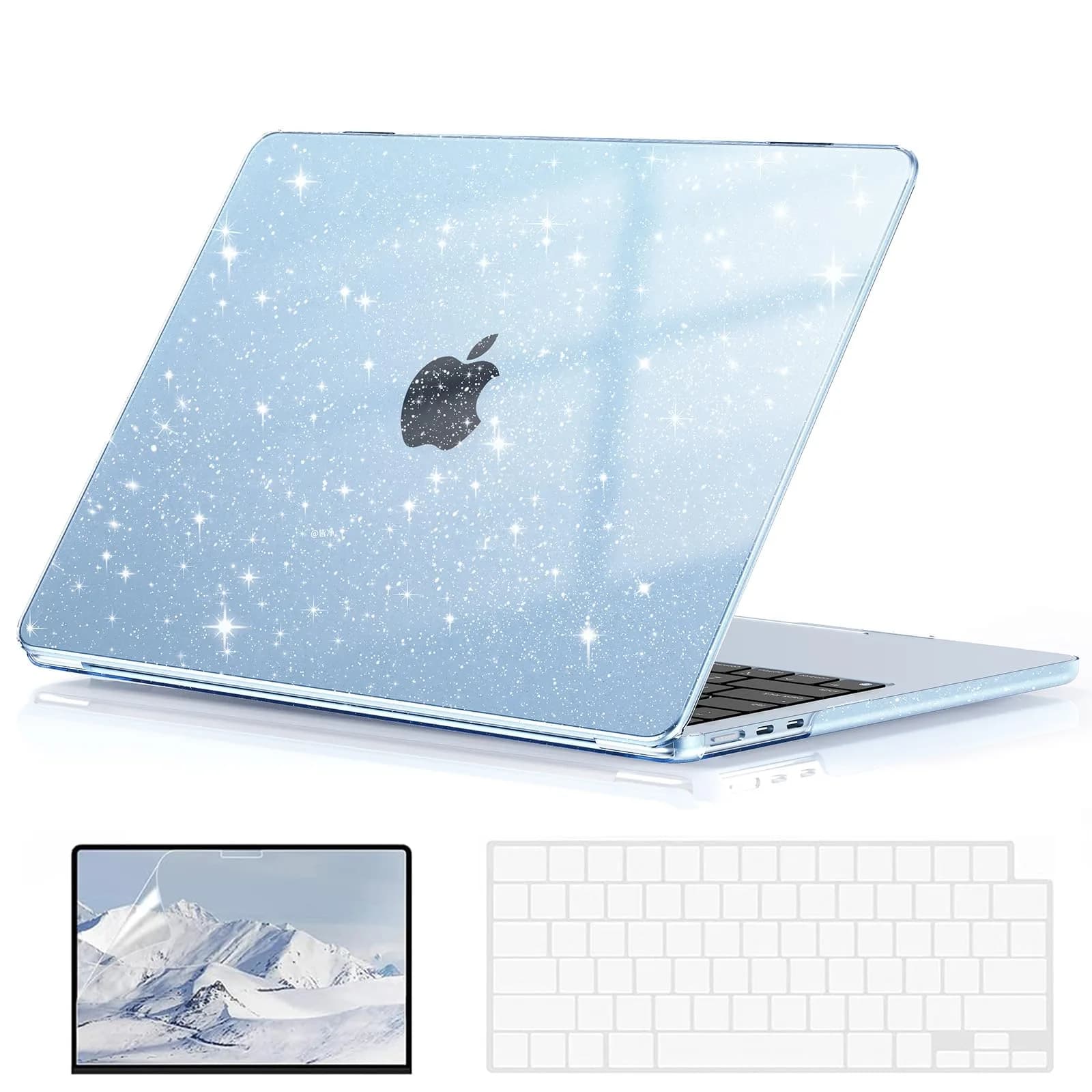 EooCoo Sparkly Case for MacBook Air 13 inch M5/M4/M3/M2 2026-2022 | Sky Blue, Ultra-Thin & Scratch-Resistant - main product image