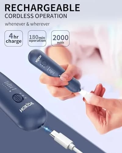 Hoxida Blue Cordless Electric Nail File Set with 360° LED Light | 20,000 RPM Professional Manicure Pedicure Kit thumbnail 4