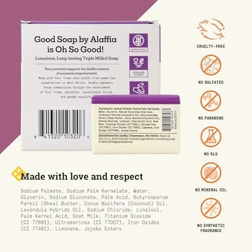 Alaffia Good Soap Bar Value Pack, Lavender, 8 Bars + Trial-Size Bar | Nourishing Fair Trade Shea & Coconut Oil thumbnail 2