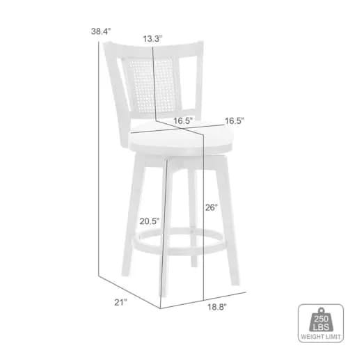 Armen Living Isla 26 in. Amber Glow Counter Height Rubberwood Swivel Barstool with Ivory Fabric Seat - Set of 3 thumbnail 3