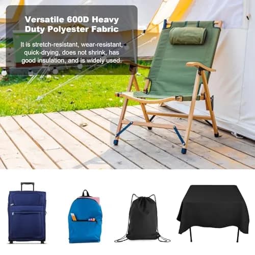 TeeLiy Waterproof Canvas Fabric 600D Upholstery Outdoor Fabric 1 Yard Black 112 cm (36 x 58 inches) | Heavy Duty Ripstop Sewing Cloth thumbnail 5