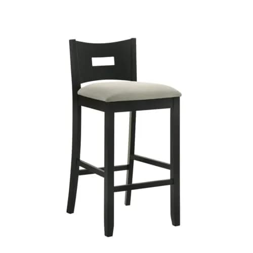 Armen Living Ren 30 in. Matte Black Bar Height Rubberwood Barstool with Fog Fabric Seat - Set of 3 thumbnail 8