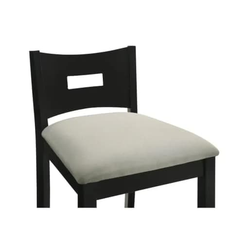 Armen Living Ren 30 in. Matte Black Bar Height Rubberwood Barstool with Fog Fabric Seat - Set of 3 thumbnail 9