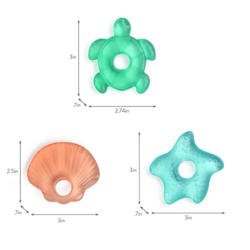 Itzy Ritzy Water-Filled Teethers for Teething Relief, Set of 3 (Seaside) | BPA-Free Silicone, Chills for Comfort thumbnail 6