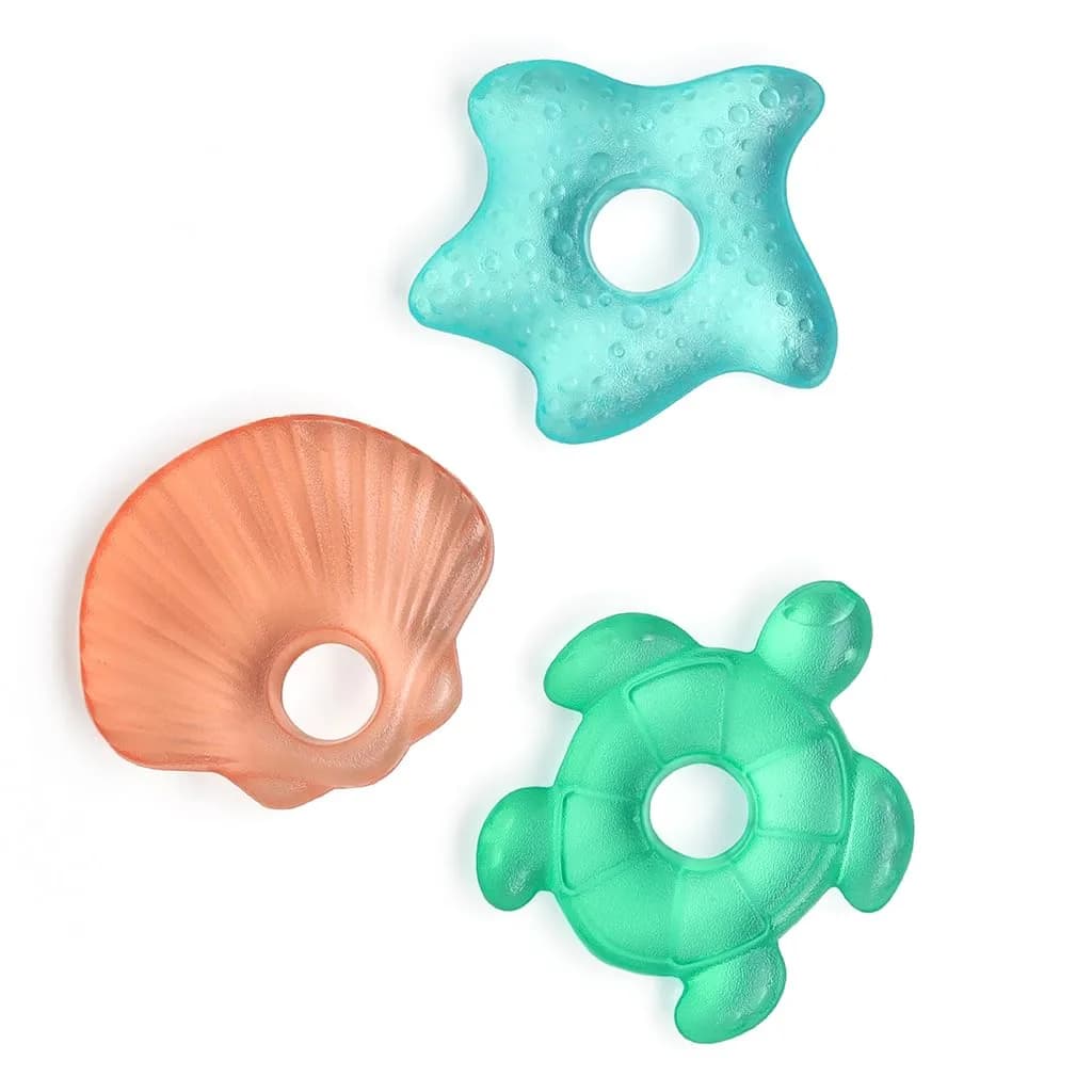 Itzy Ritzy Water-Filled Teethers for Teething Relief, Set of 3 (Seaside) | BPA-Free Silicone, Chills for Comfort — Seaside
