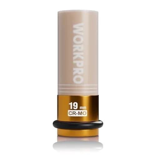 WORKPRO 1/2" Drive 19mm Deep Thin Wall Impact Socket | Premium Cr-Mo Steel for Lug Nuts thumbnail 1