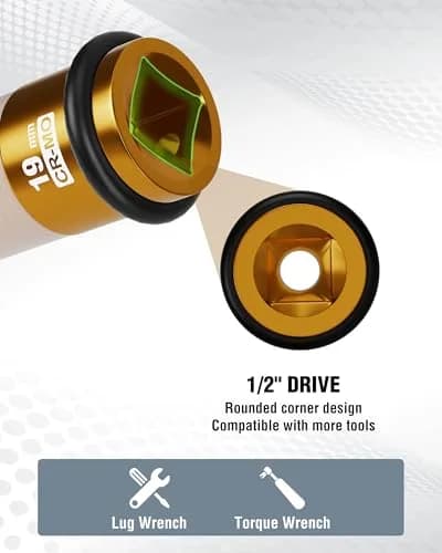 WORKPRO 1/2" Drive 19mm Deep Thin Wall Impact Socket | Premium Cr-Mo Steel for Lug Nuts thumbnail 5