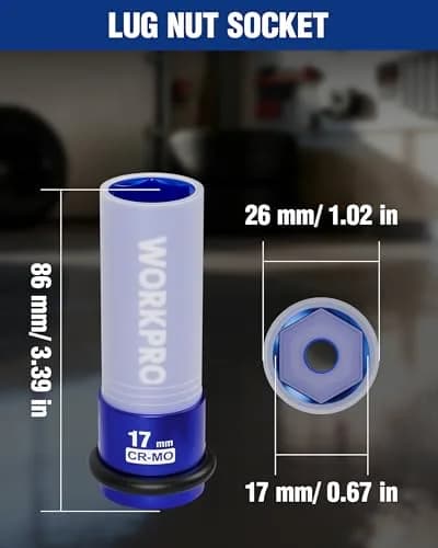 WORKPRO 1/2" Drive 17mm Deep Thin Wall Impact Socket | Chrome Molybdenum Steel thumbnail 2