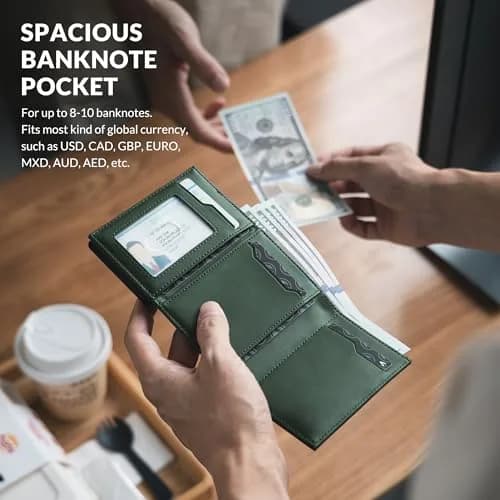 VULKIT Card Holder Wallet with Coin Pocket & ID Window | RFID Blocking Leather Wallet for Cash & Credit Cards thumbnail 4