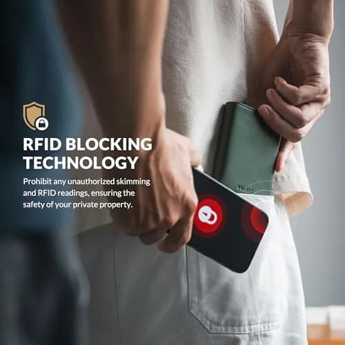 VULKIT Card Holder Wallet with Coin Pocket & ID Window | RFID Blocking Leather Wallet for Cash & Credit Cards thumbnail 5