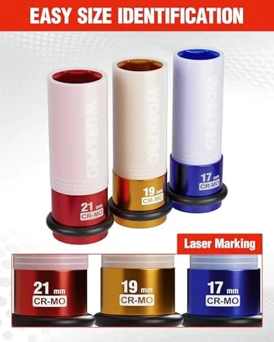 WORKPRO 1/2" Drive 21mm Deep Thin Wall Impact Socket | Cr-Mo Steel Wheel Lug Nut Socket thumbnail 7