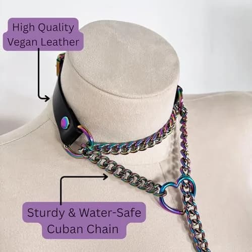ADEMISHIA Handmade Black Heart O-ring Slip Chain Choker Collar For Women, Adjustable 21.5-23.5 inches | Punk Gothic Style thumbnail 5