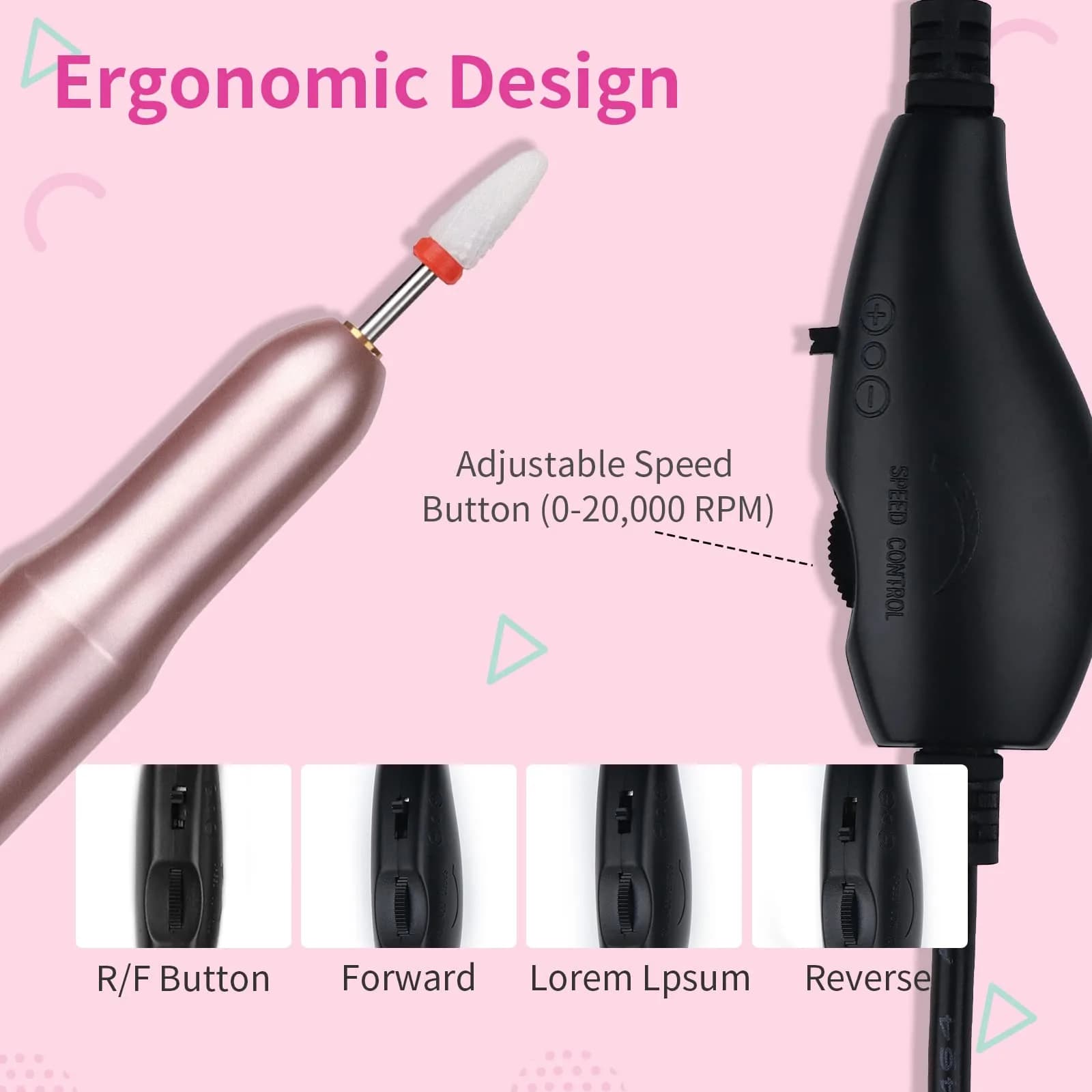 SAVILAND Electric Nail Drill 20000RPM Portable Efile Machine with 7 Bits & 51 Sanding Bands | Professional Acrylic Gel Nail Care - view 5
