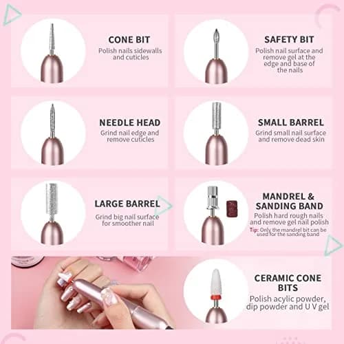 SAVILAND Electric Nail Drill 20000RPM Portable Efile Machine with 7 Bits & 51 Sanding Bands | Professional Acrylic Gel Nail Care thumbnail 2