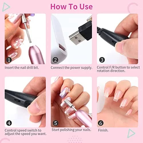 SAVILAND Electric Nail Drill 20000RPM Portable Efile Machine with 7 Bits & 51 Sanding Bands | Professional Acrylic Gel Nail Care thumbnail 3