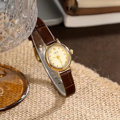 Gosasa Women's Retro Leather Strap Watch 18mm Dial | Elegant Vintage Dress Accessory thumbnail 3