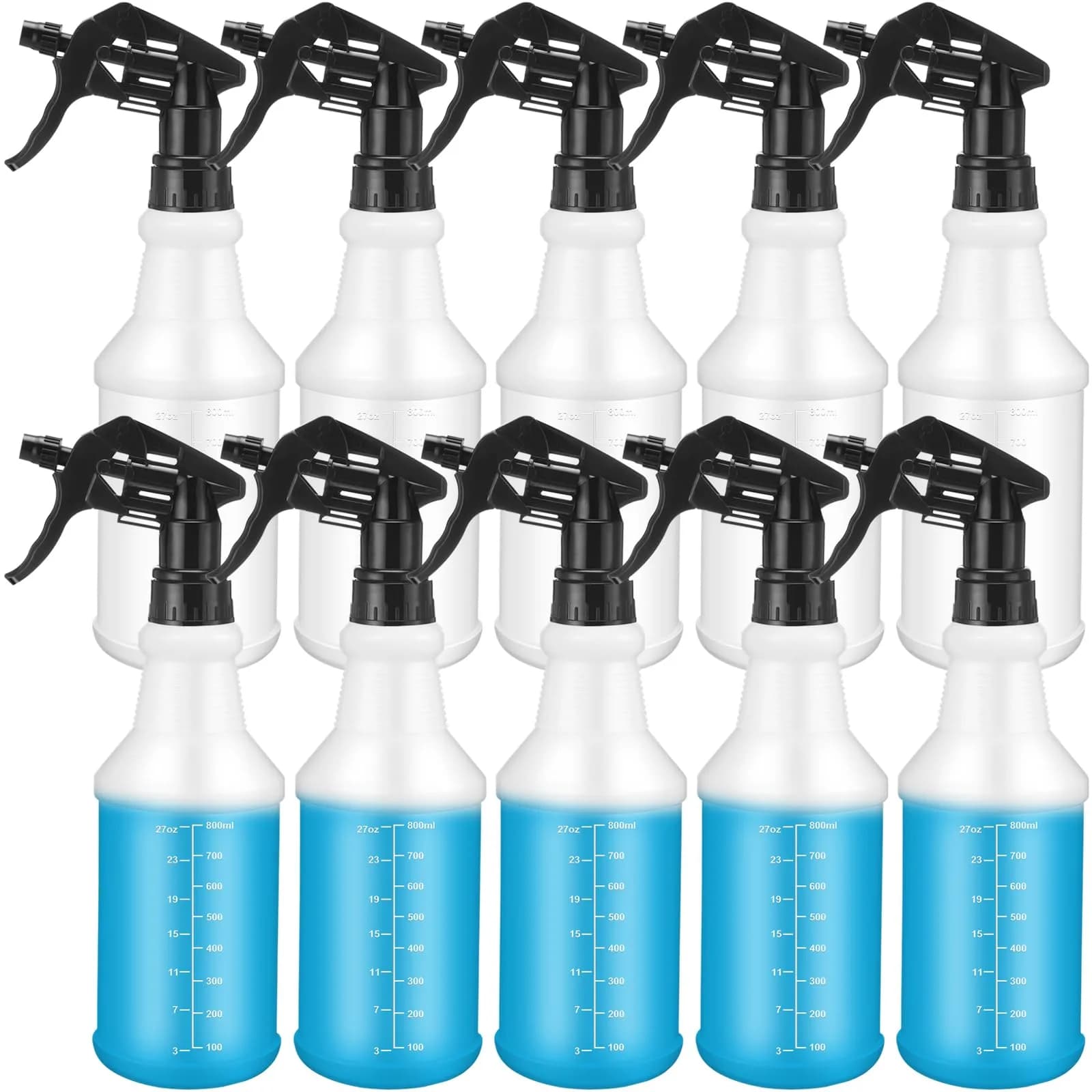 Gandeer 10 Pack 16 oz Spray Bottles | Stylish Cleaning Containers, Black, Reusable, Leak-Proof, Portable