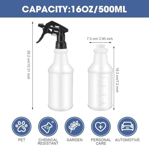 Gandeer 10 Pack 16 oz Spray Bottles | Stylish Cleaning Containers, Black, Reusable, Leak-Proof, Portable thumbnail 2