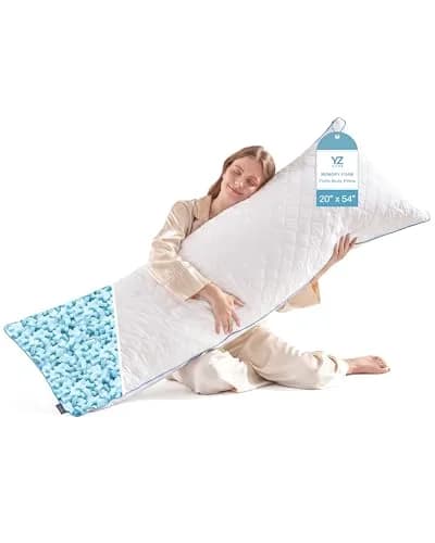 YZ HOME Long Body Pillow for Adults | Firm Support with Adjustable Height (20x54 Inch, White) thumbnail 1