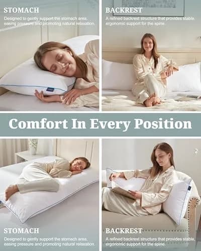 YZ HOME Long Body Pillow for Adults | Firm Support with Adjustable Height (20x54 Inch, White) thumbnail 5