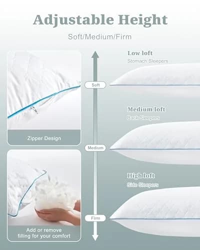 YZ HOME Long Body Pillow for Adults | Firm Support with Adjustable Height (20x54 Inch, White) thumbnail 6